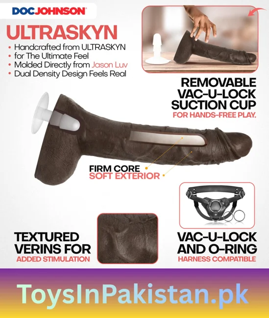 10 inch 2 wide ultraskyn harness dildo