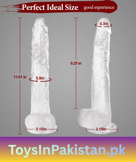 11.61 inch clear large suction dildo