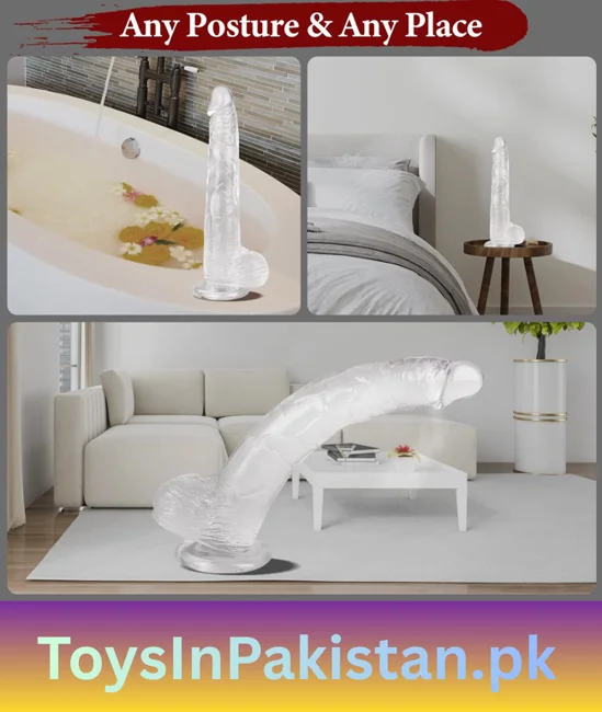 11.61 inch clear large suction dildo