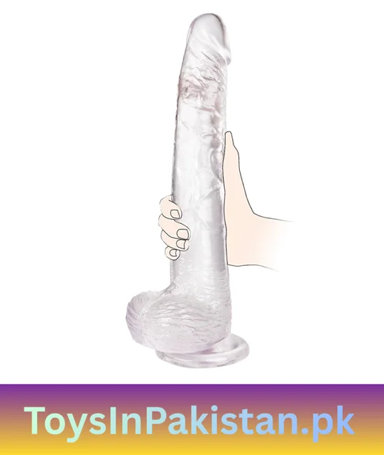 11.61 inch clear large suction dildo