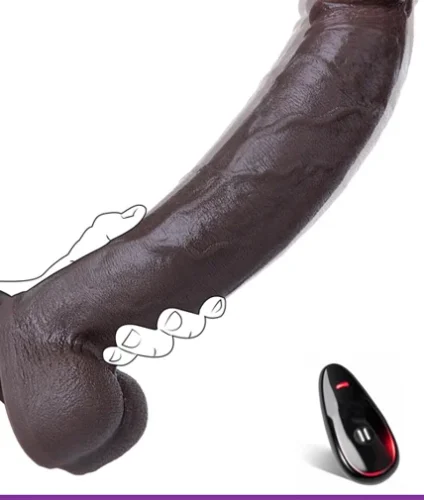 12 inch 2 wide black heated thrusting dildo