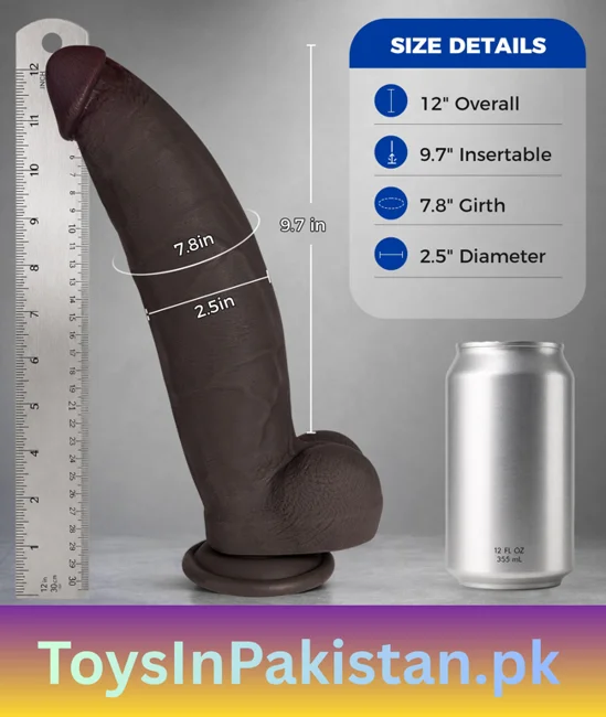12 inch 2.5 wide black dual-density dildo
