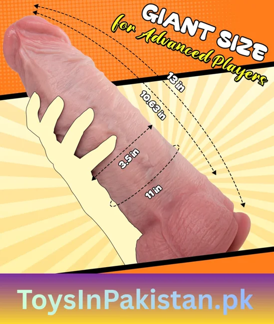 13 inch 3.4 wide movable-foreskin dildo