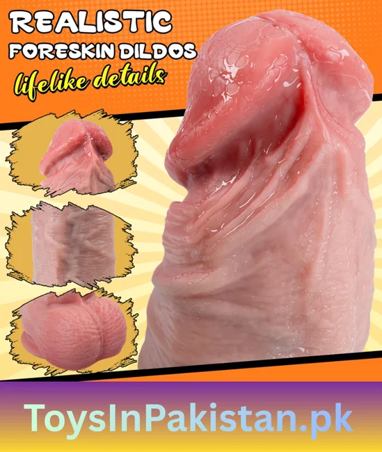 13 inch 3.4 wide movable-foreskin dildo