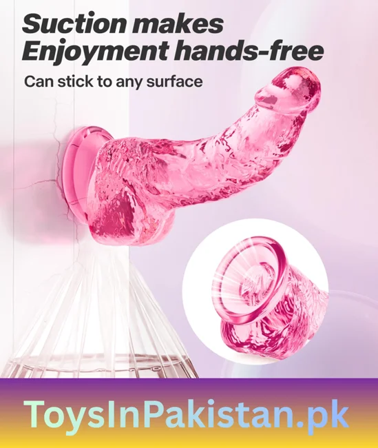 6.7 inch soft pink suction dildo
