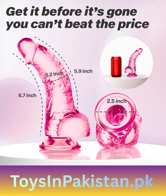 6.7 inch soft pink suction dildo