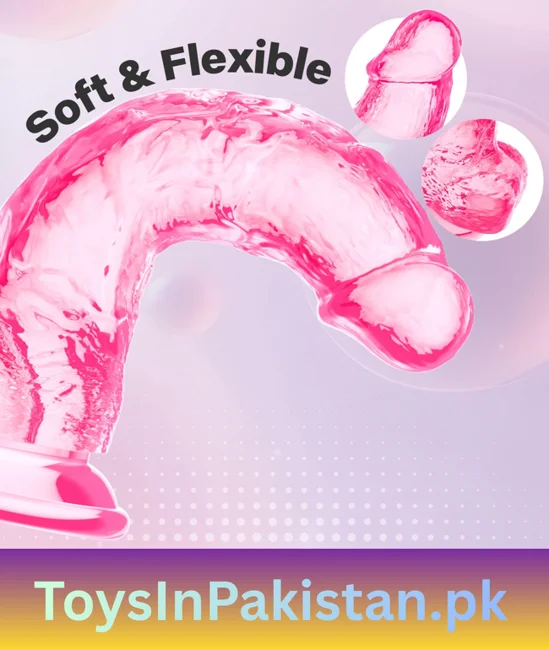 6.7 inch soft pink suction dildo