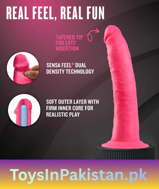 7.5 inch 1.5 wide neon pink dual-density dildo