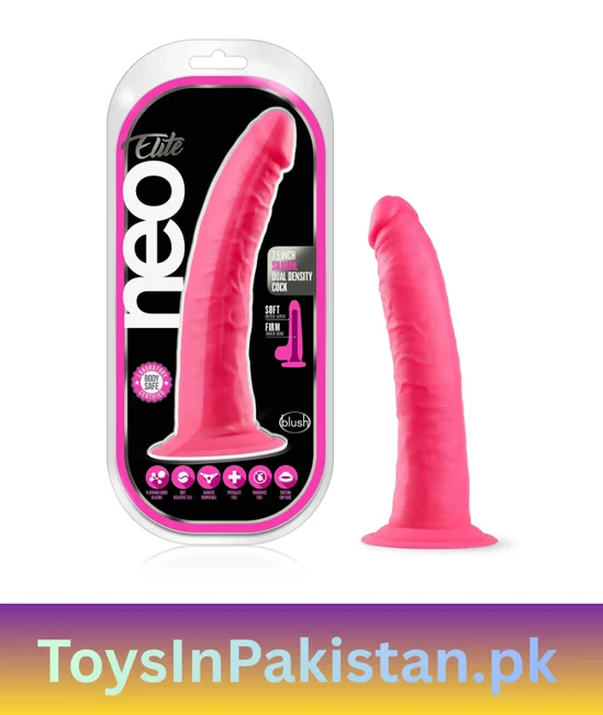 7.5 inch 1.5 wide neon pink dual-density dildo