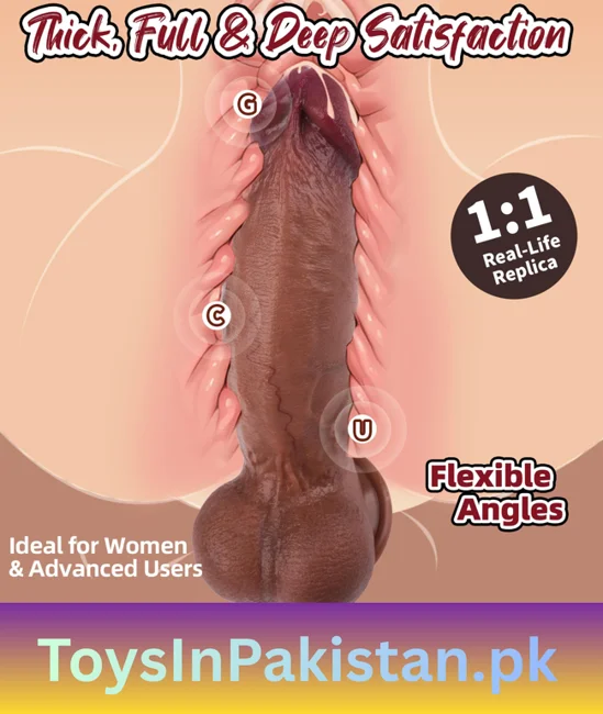 8 inch girthy curved dual-density dildo