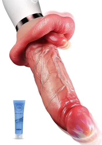 realistic tongue heated thrusting vibrating dildo