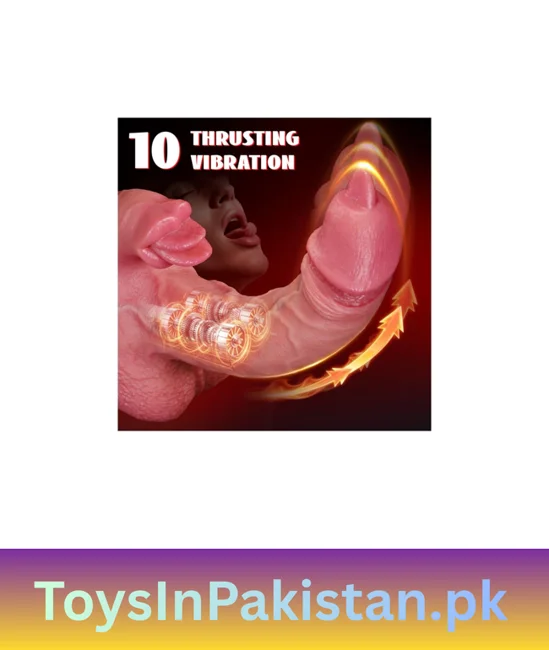 triple-tongue heated thrusting vibrating dildo