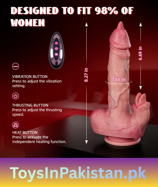 triple-tongue heated thrusting vibrating dildo